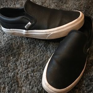 Black slip-on leather vans